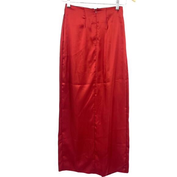 Asos Maxi Wrap Satin Skirt Sz 0 Rust Y2K Minimalist Formal Bias Sleek Modern - Picture 4 of 12